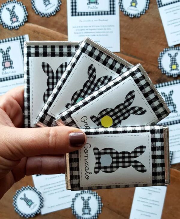 Bautizo Conejito Vichy Negro - Imagen 2