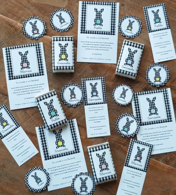 Bautizo Conejito Vichy Negro - Imagen 5