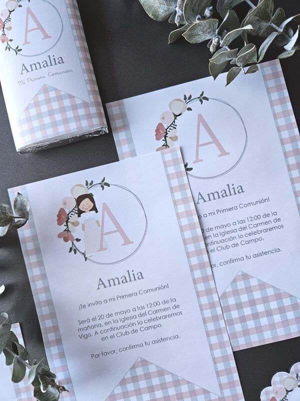 Kit Cuadros Vichy Rosa y Gris - Imagen 3